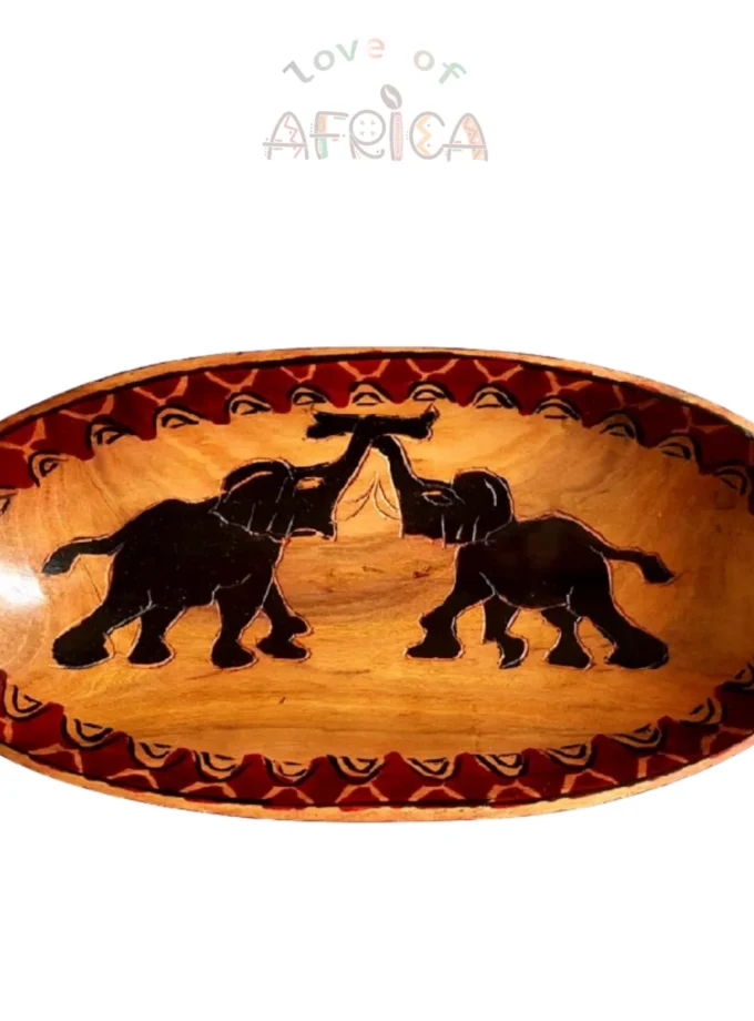 8-Inch Mahogany Wooden Oval Bowl