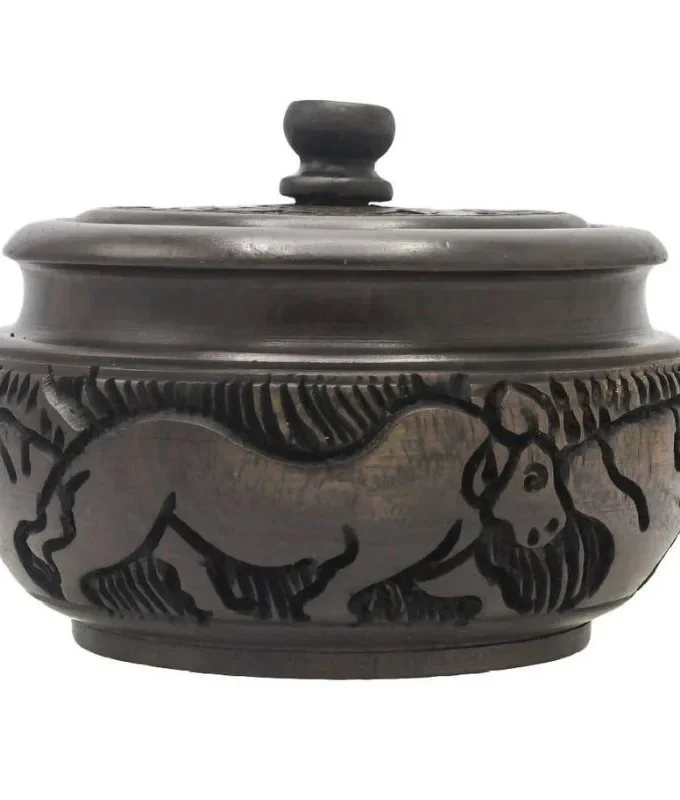 Hand-Carved Wooden Sugar Bowl
