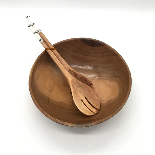 Handmade Circular Wooden Salad Bowl